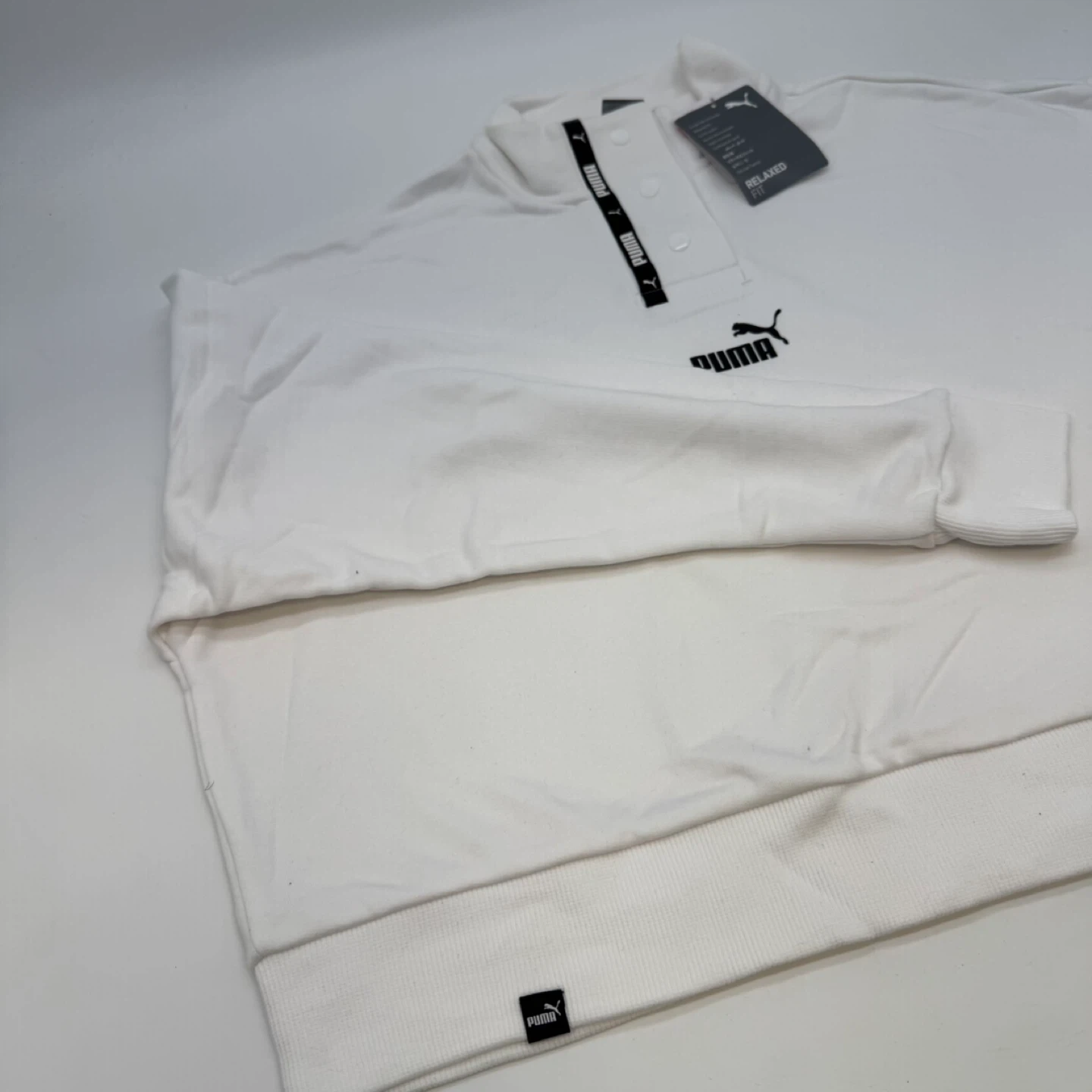 PUMA White Half Button Sweatshirt Relaxed Fit Unisex XL - photo 3