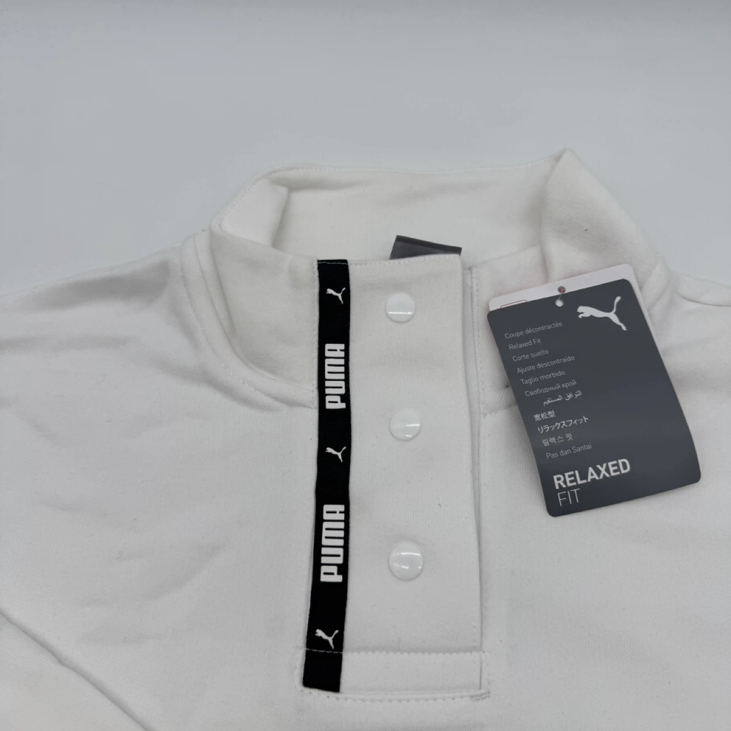 PUMA White Half Button Sweatshirt Relaxed Fit Unisex XL - photo 5