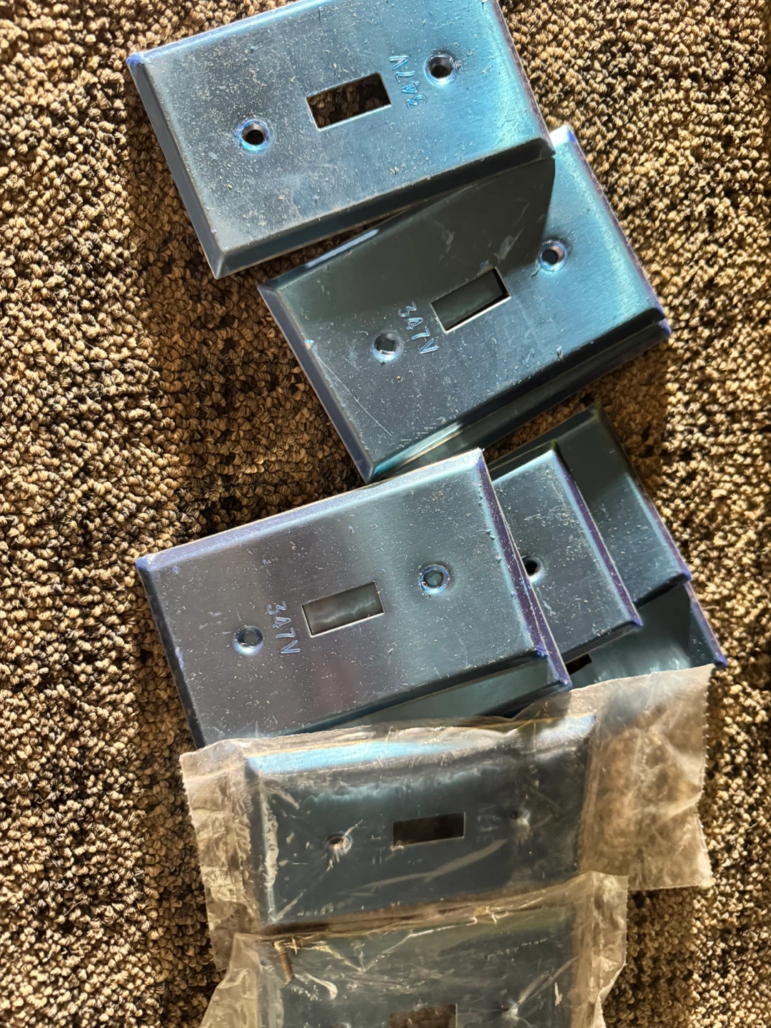 Light Blue Metal Switch Plates - 12 Pack