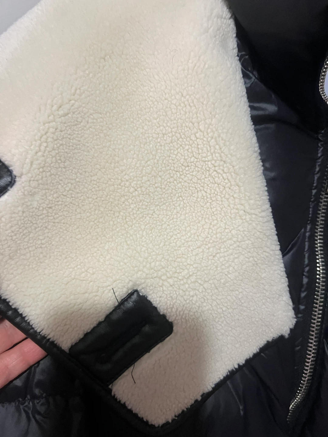 Black Puffer Down Jacket with White Collar - photo 3