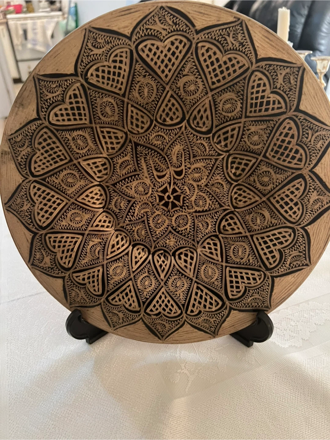 Hand Carved Wooden Decorative Plate