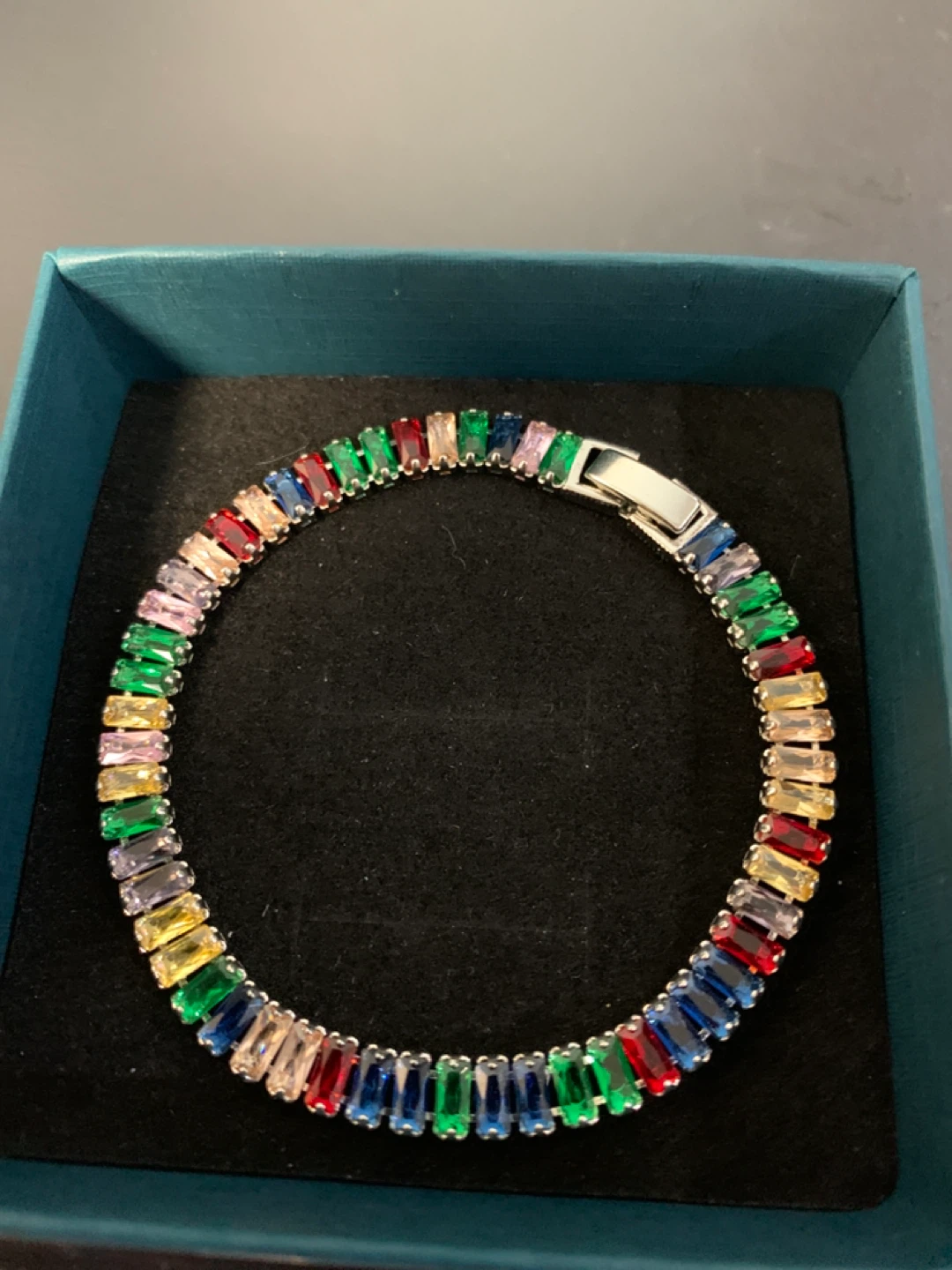 925 Silver Rainbow Gemstone Bracelet