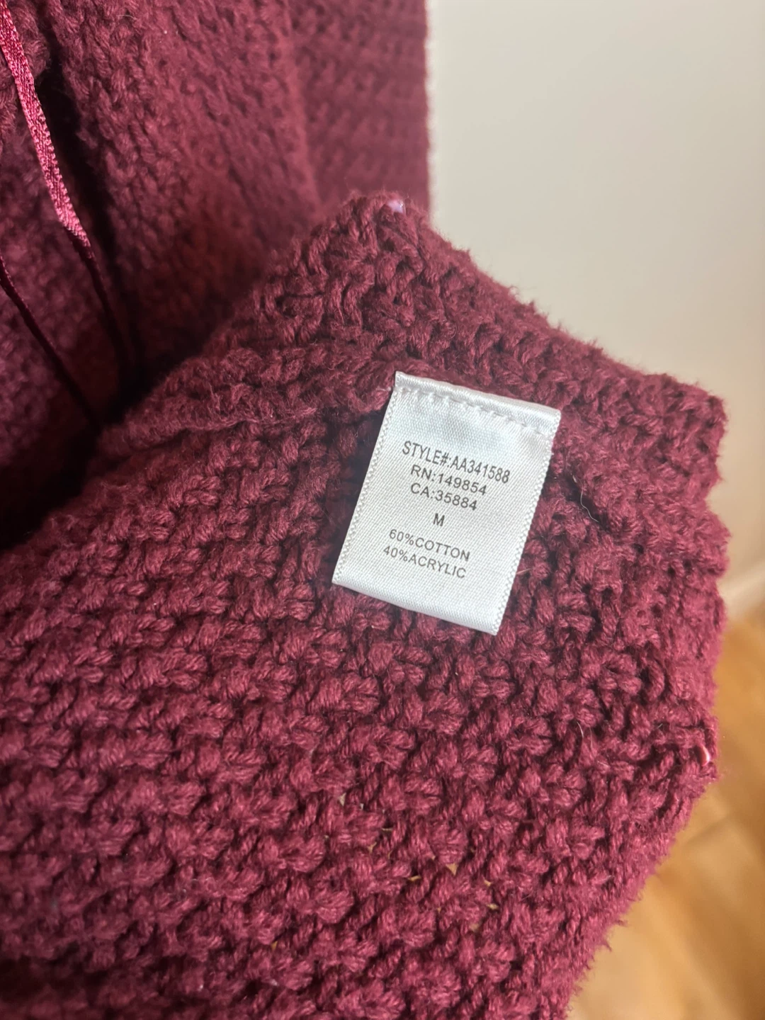 Burgundy Knit Cardigan - Size M - photo 3