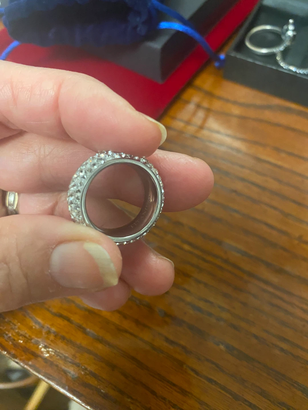 Titanium Ring with Crystals - photo 2