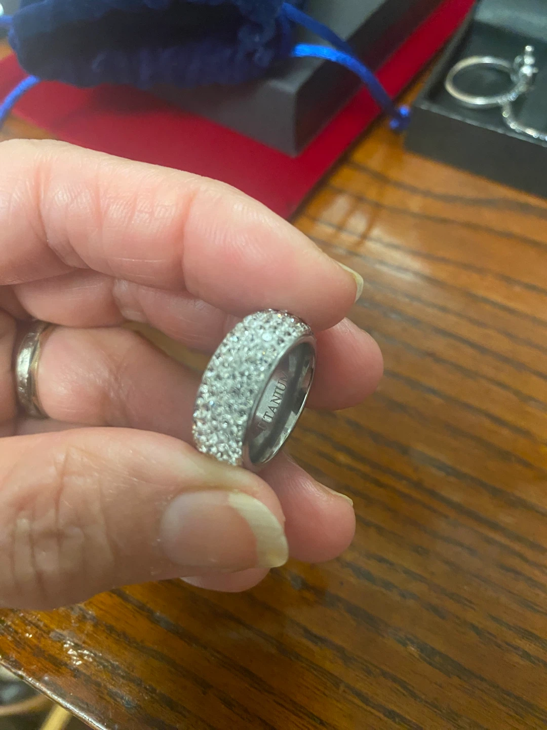 Titanium Ring with Crystals - photo 3
