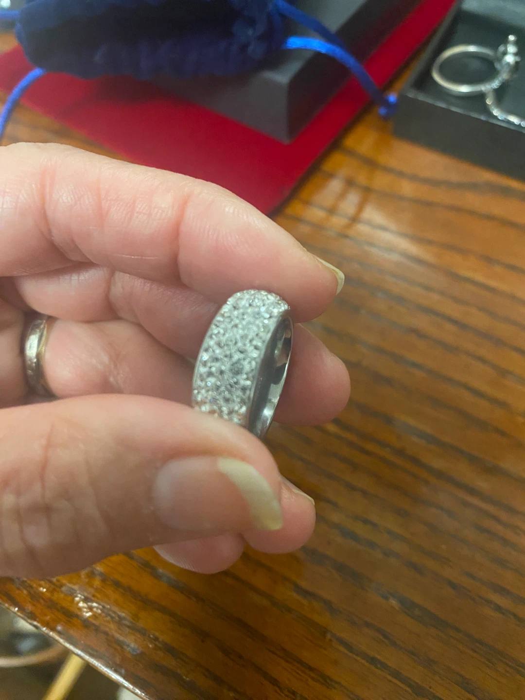 Titanium Ring with Crystals - photo 4