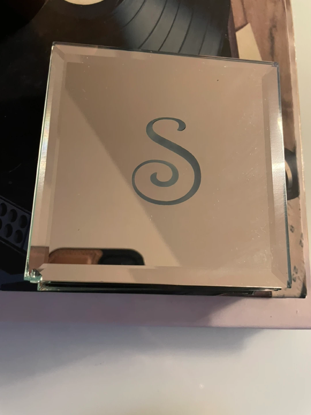 S monogram mirrored coasters