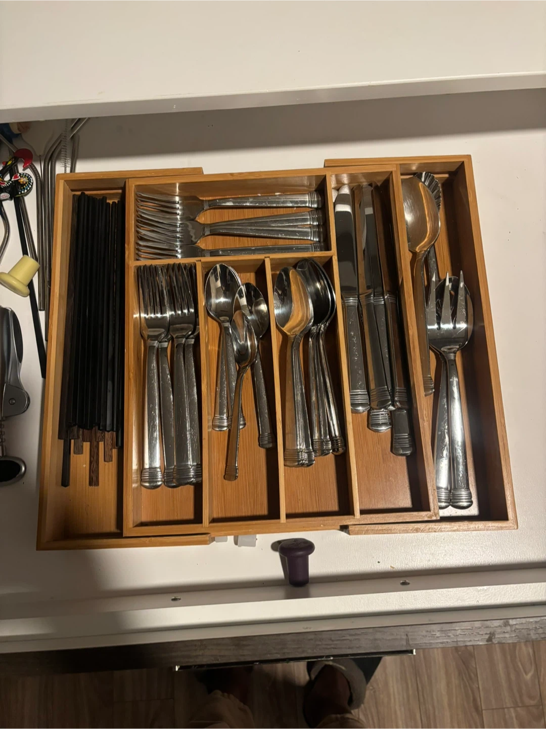 Silverware Set with Wooden Organizer