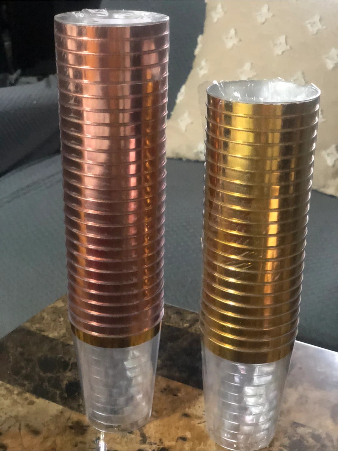 NEW -Rose Gold & Gold Plastic Party Cups -45 pcs - photo 3