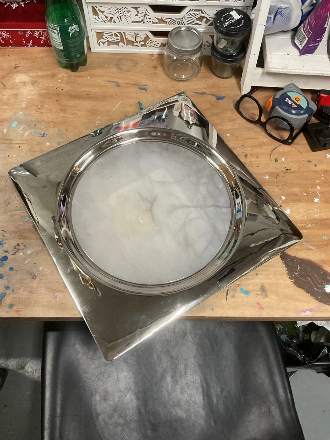 Genuine Alabaster Hand Carved Tray Made in Italy