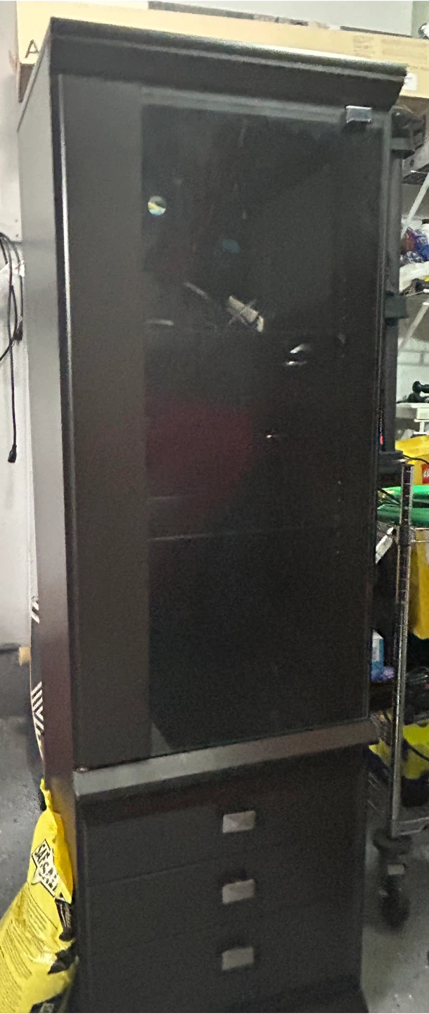 Dark Brown Cabinet with Glass Door