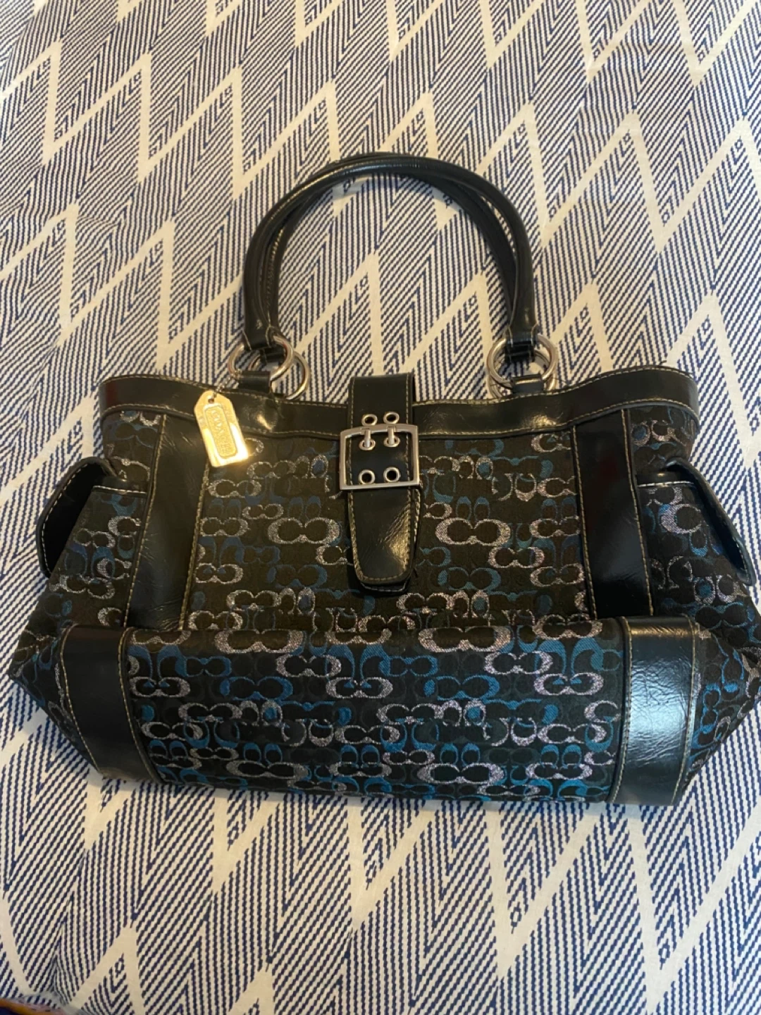 Coach Black Signature Print Handbag