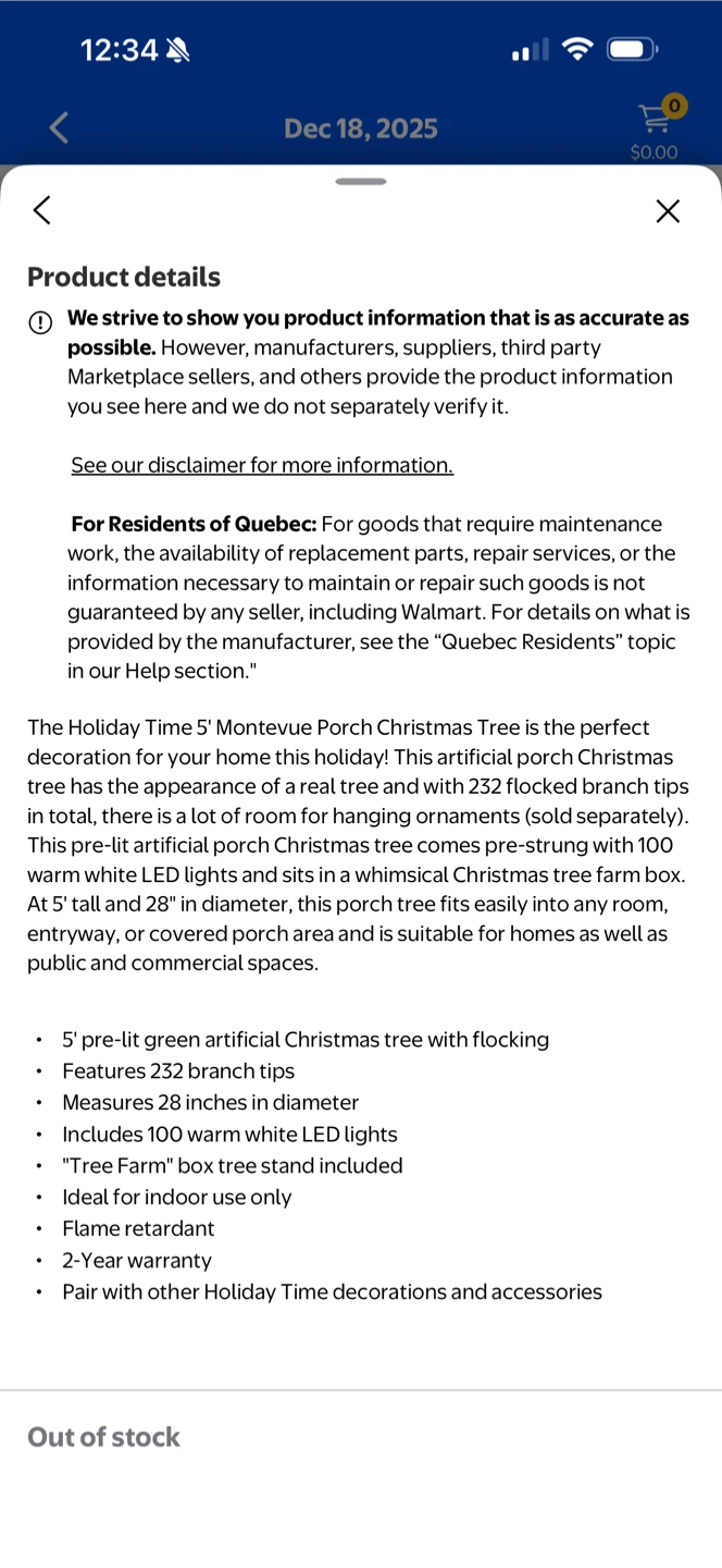 BNIB Holiday Time 5' Pre-Lit Montevue Christmas Porch Tree - photo 2