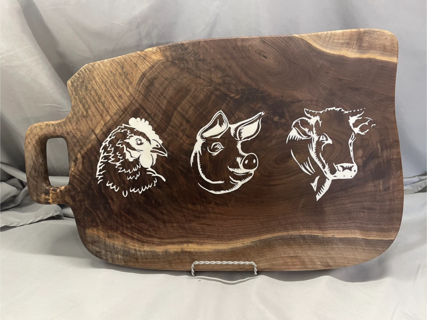 Black Walnut Charcuterie Board with epoxy inlay Animal Designs