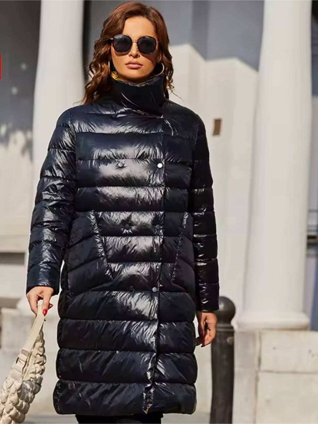 Women’s Longline Quilted Jacket Black/Gold