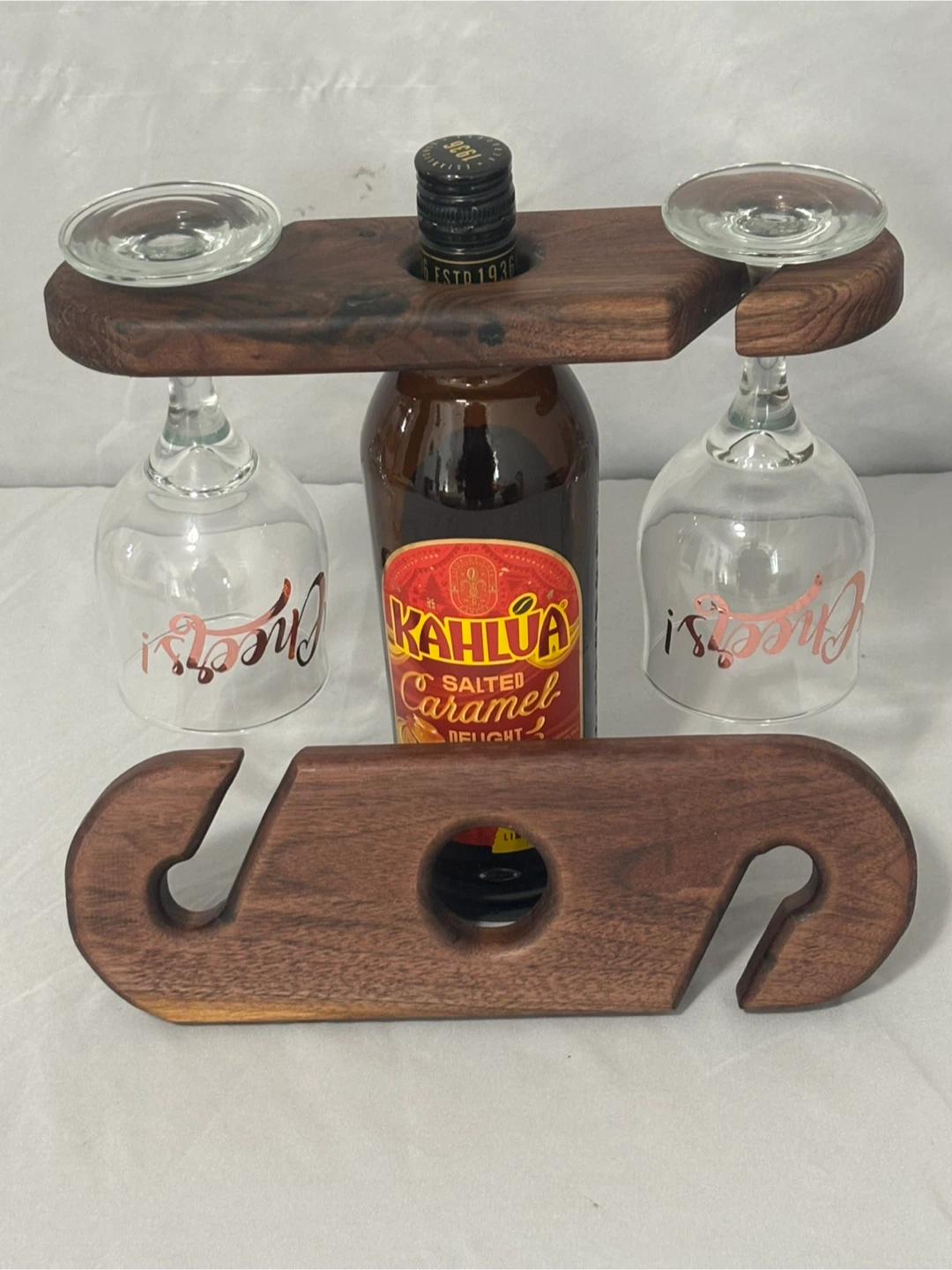 Handmade Wooden Wine Glass & Bottle Holder - photo 2