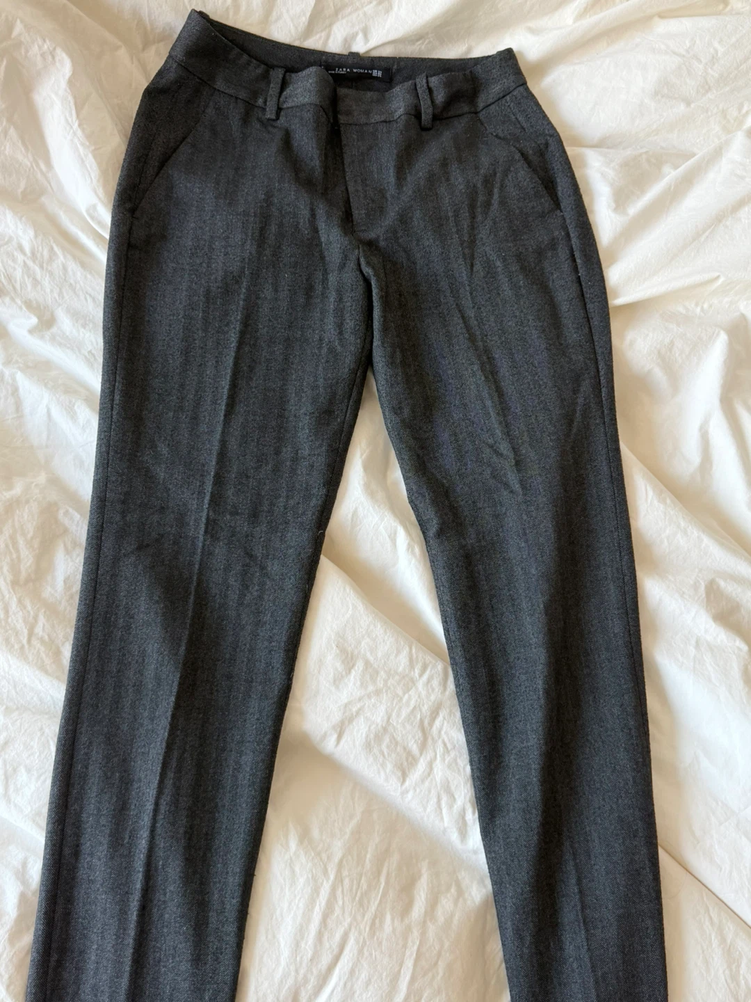 Zara Woman Gray Herringbone Pants Size US 6