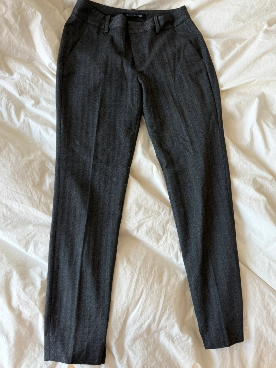 Zara Woman Gray Herringbone Pants Size US 6 - photo 2