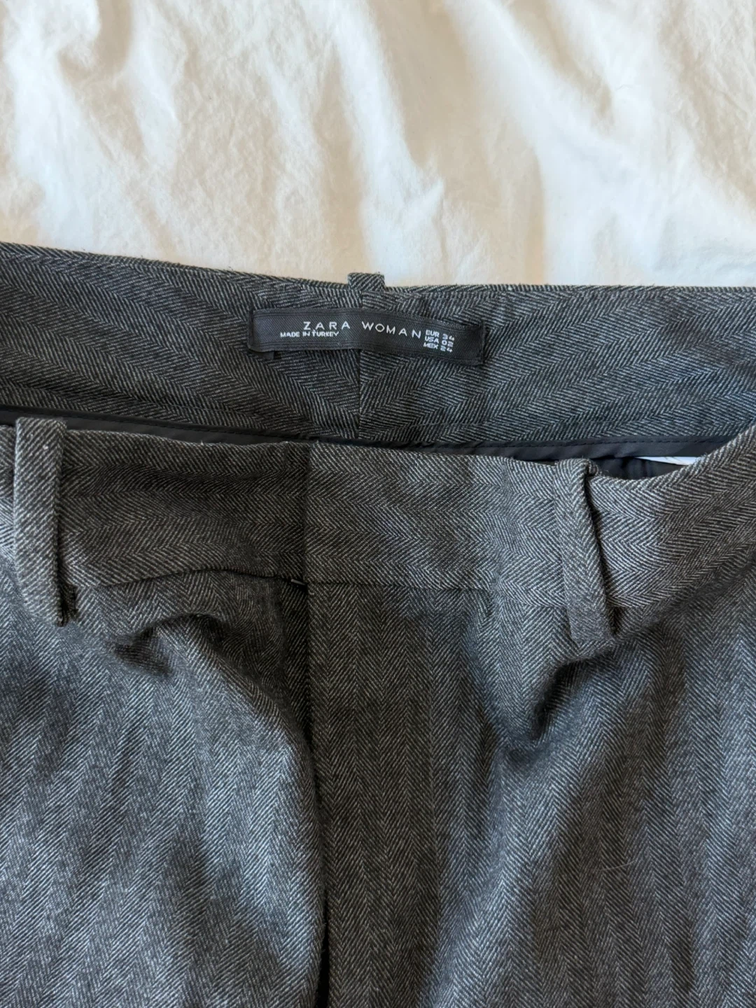 Zara Woman Gray Herringbone Pants Size US 6 - photo 3