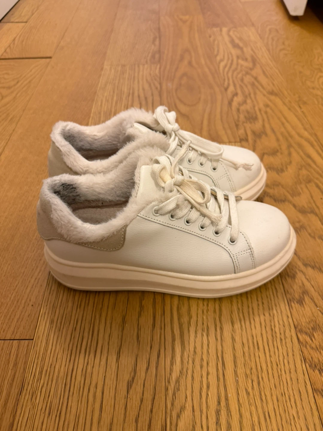 White Sneakers with Fur Lining - photo 2