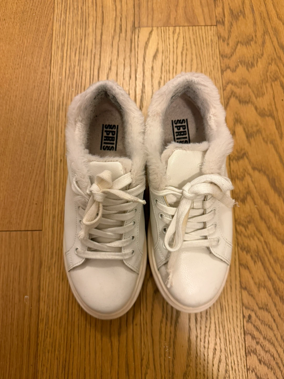 White Sneakers with Fur Lining