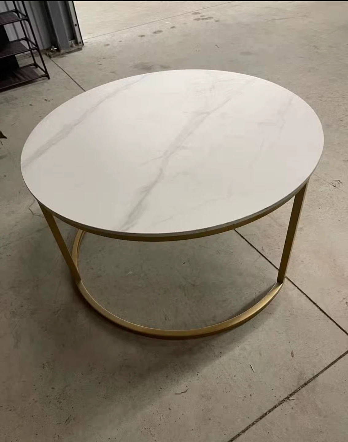 Round Coffee Table - White Marble Top, Gold Frame - photo 2