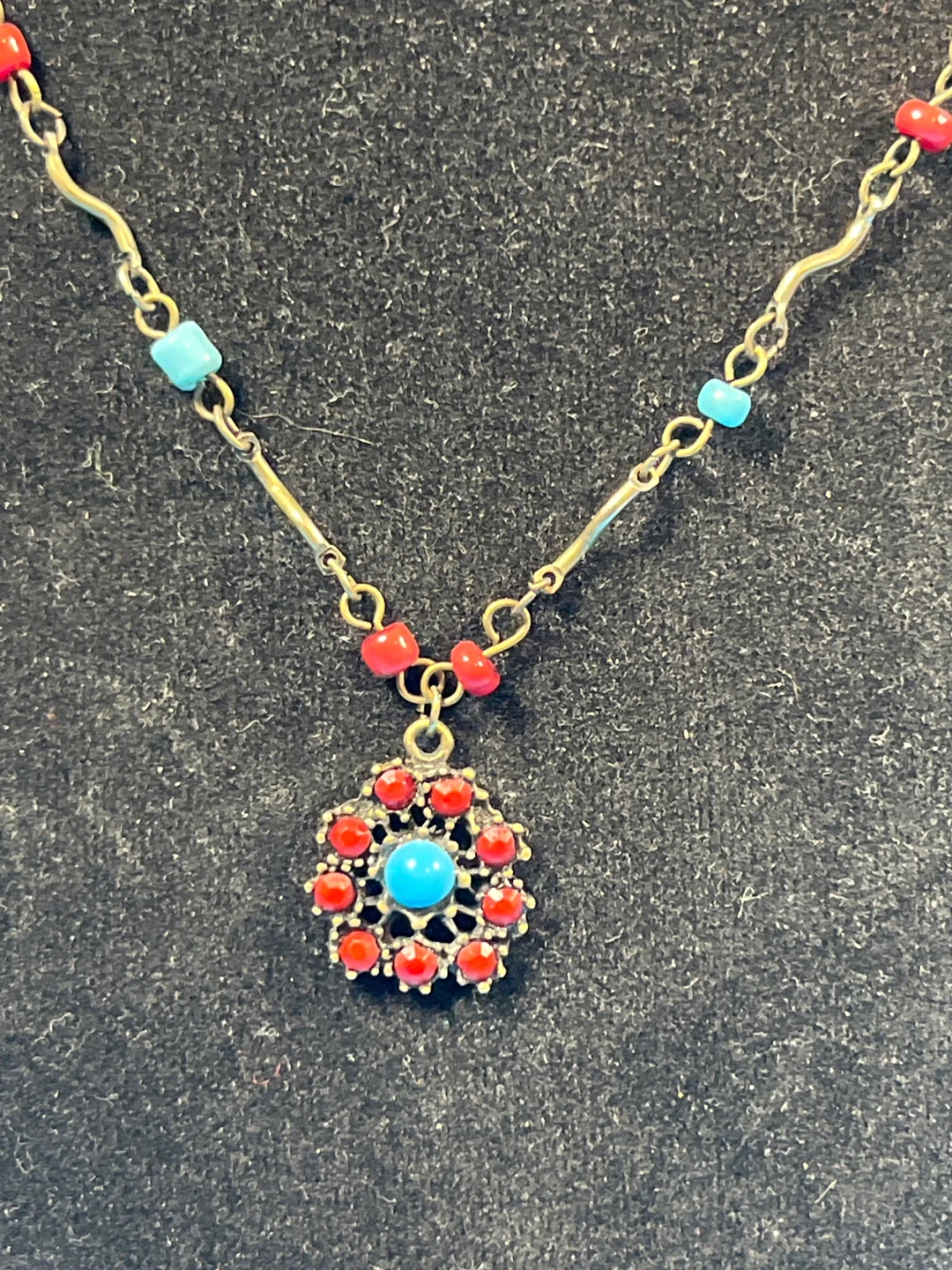 Red & Turquoise Beaded Necklace - photo 2