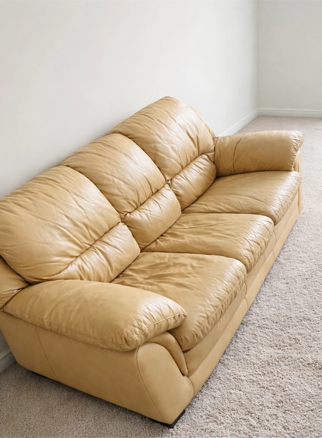 Beige Leather Couch – 3 Seater