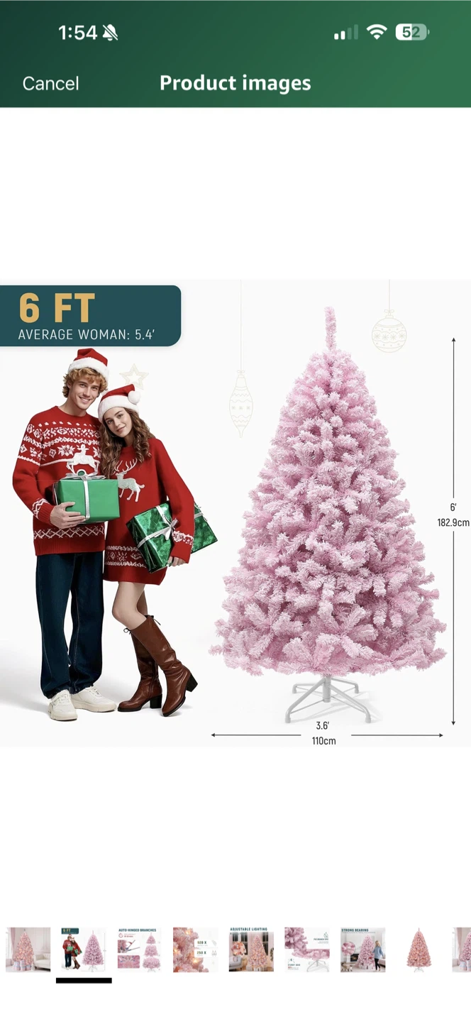 6 FT Pink Artificial Christmas Tree - New in Box! - photo 2