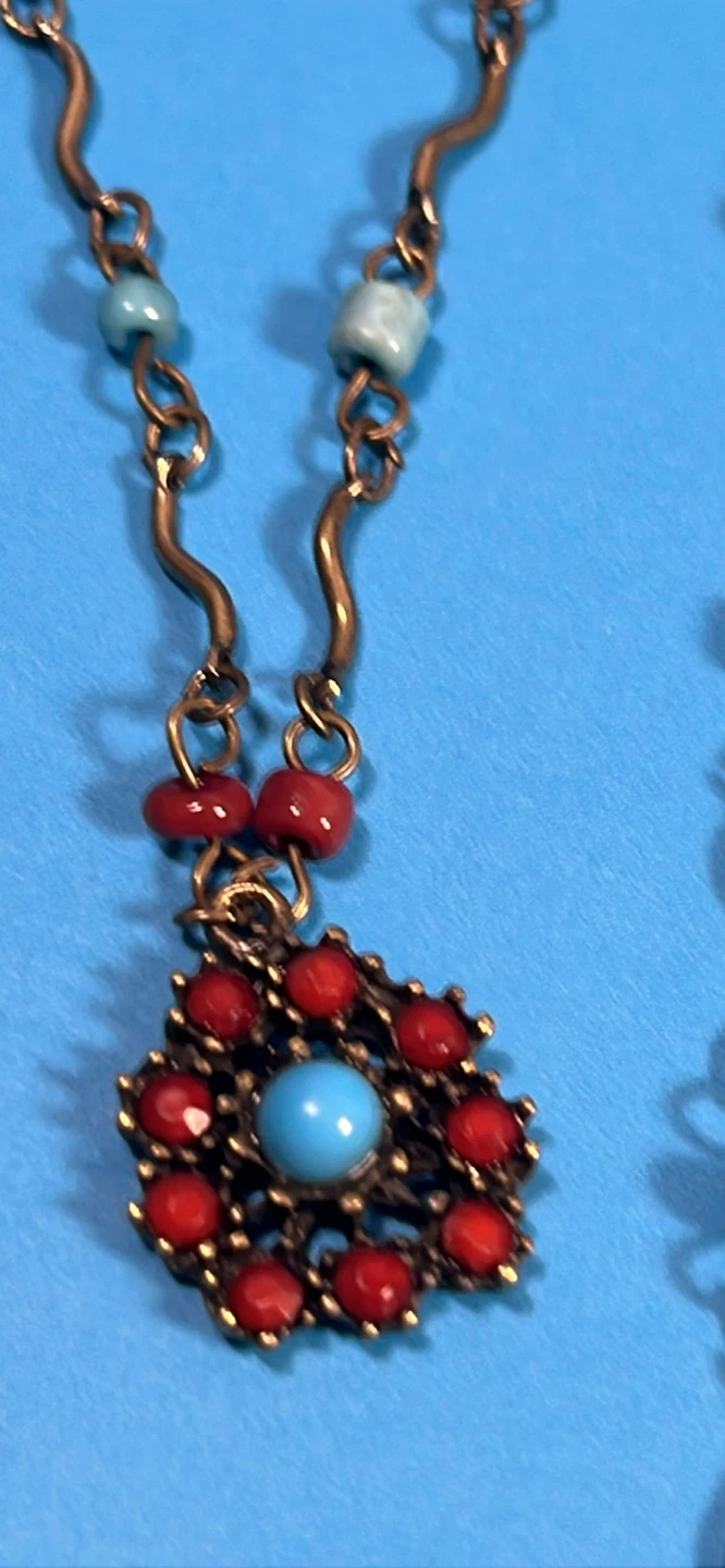 Red & Turquoise Beaded Necklace - photo 3
