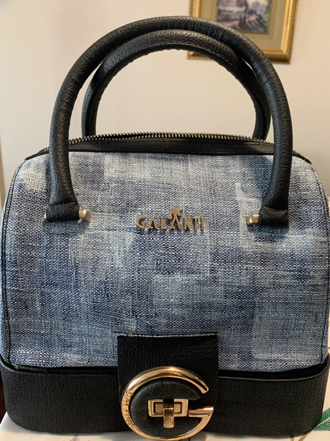 Galanti Denim & Black Handbag