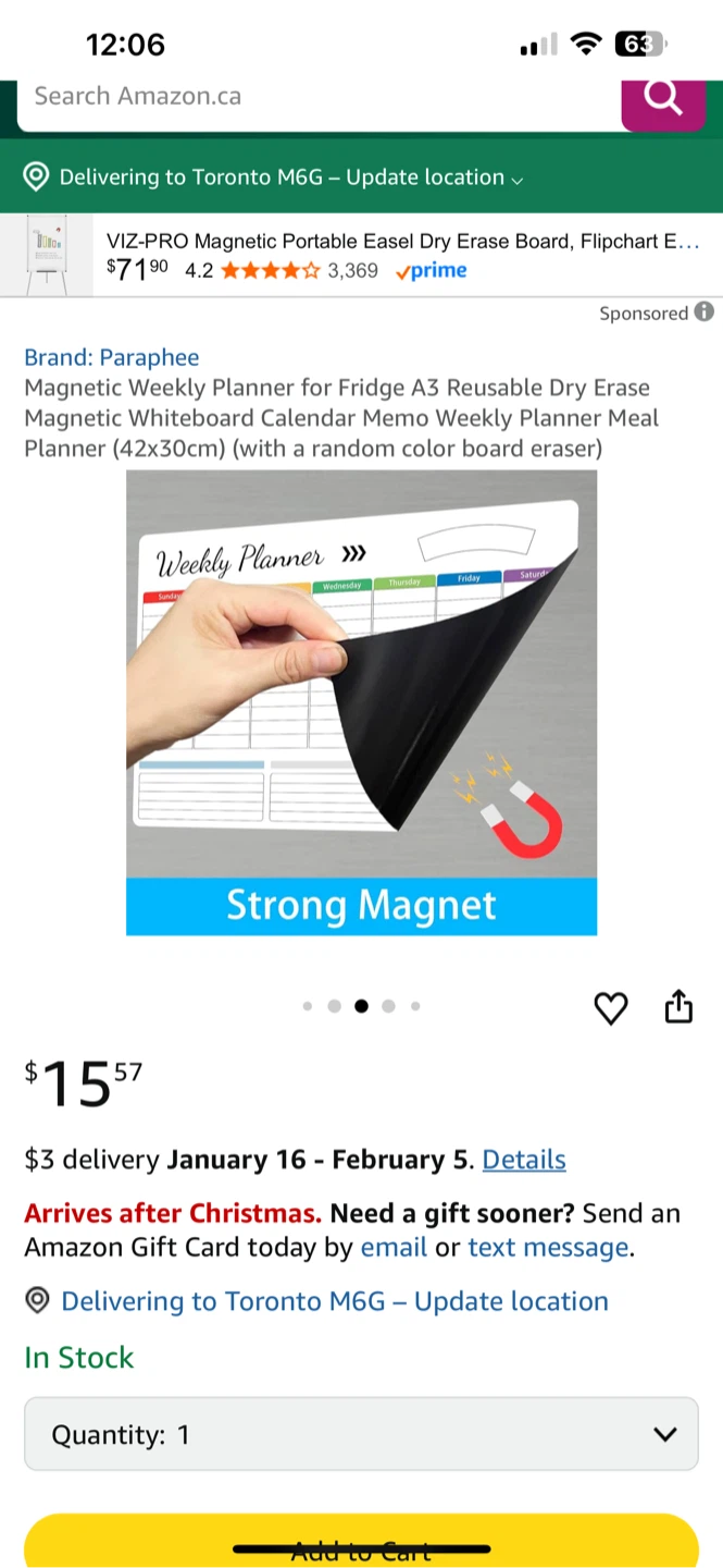 Magnetic Dry Erase Whiteboard planner -New - photo 3