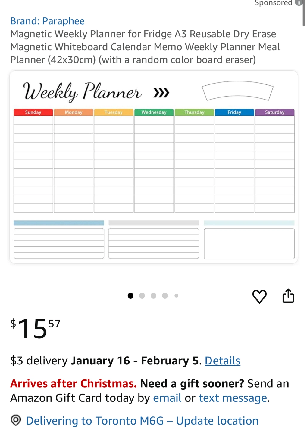 Magnetic Dry Erase Whiteboard planner -New - photo 2