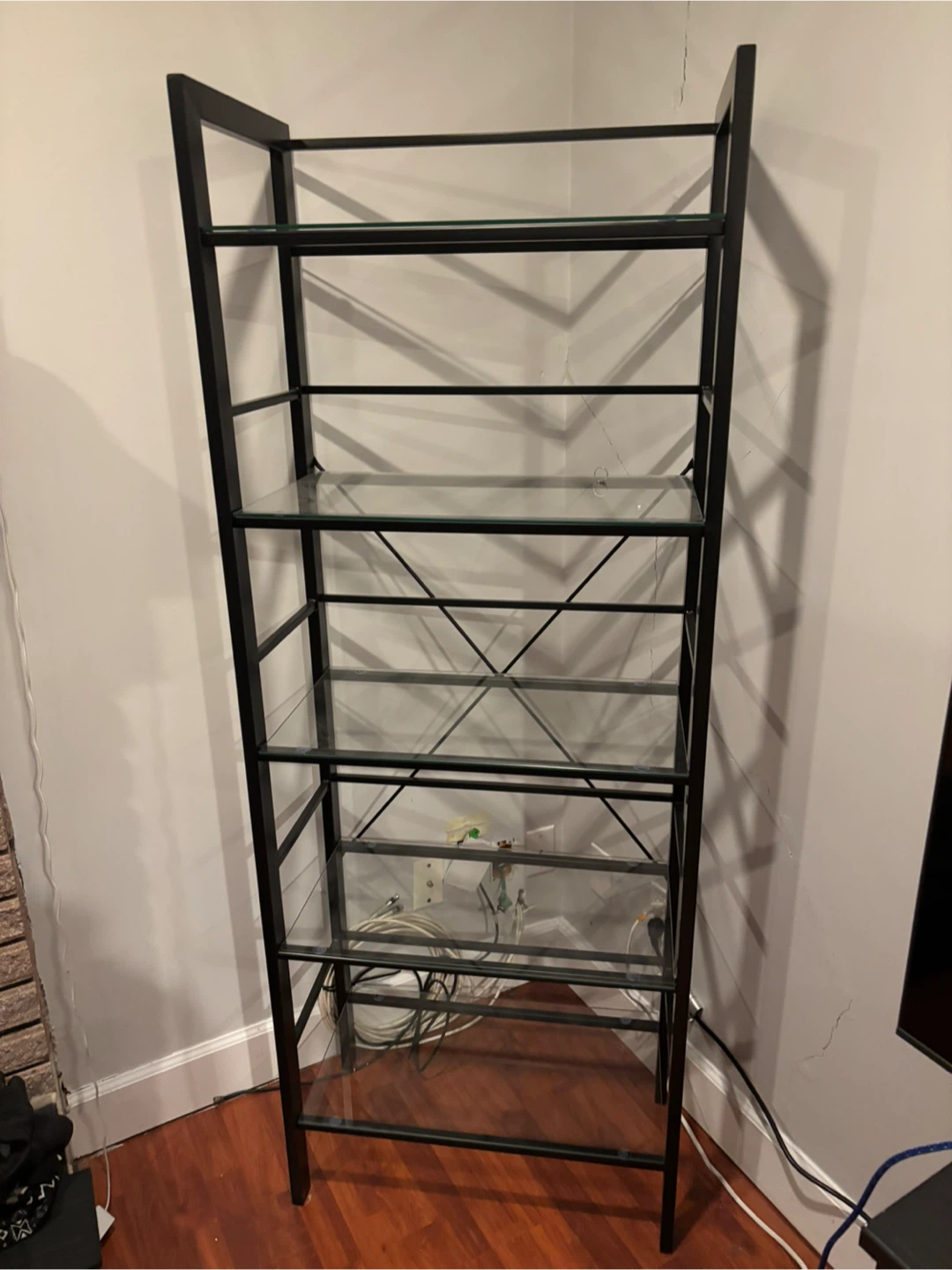 Black Metal & Glass Shelf Unit