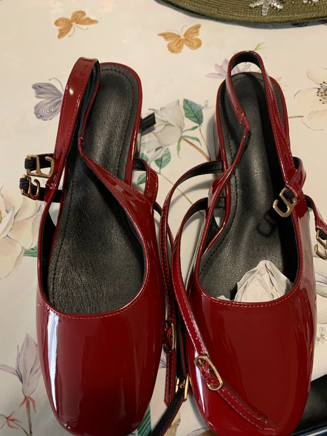 Red Patent Leather Slingback Flats