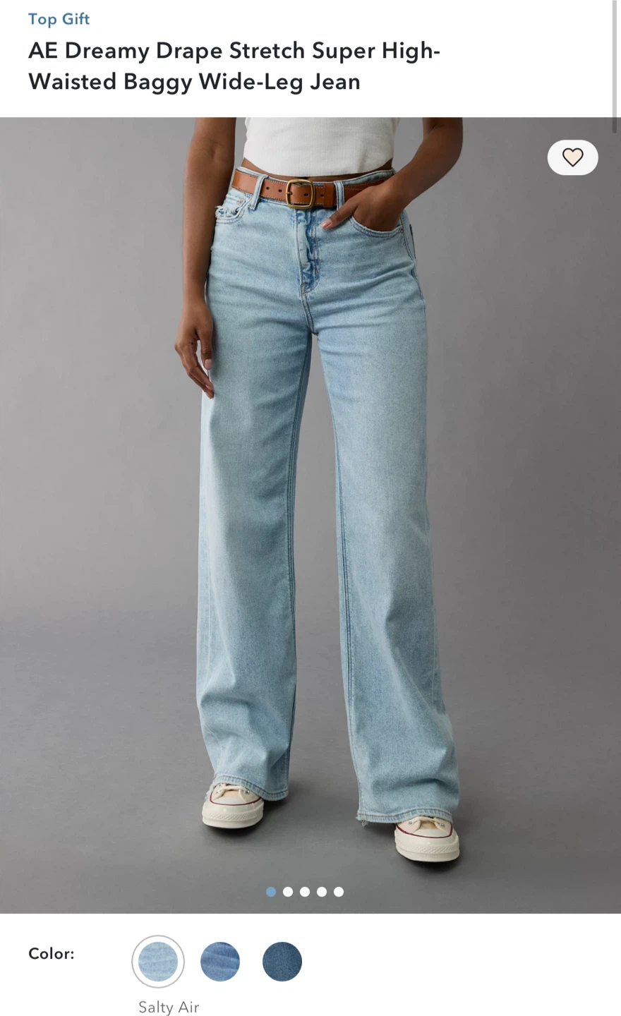 New AE Dreamy Drape Baggy Wide Leg Jeans - Size 2