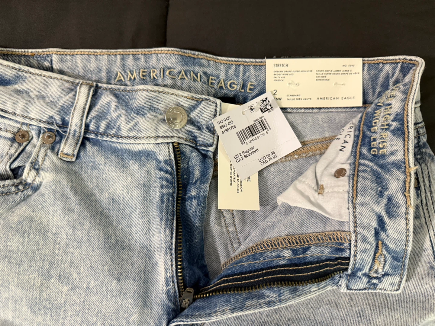 New AE Dreamy Drape Baggy Wide Leg Jeans - Size 2 - photo 4