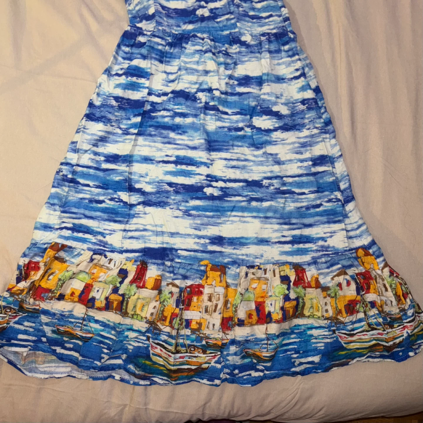 Blue & White Italian linen Sundress with Coastal Print - photo 2