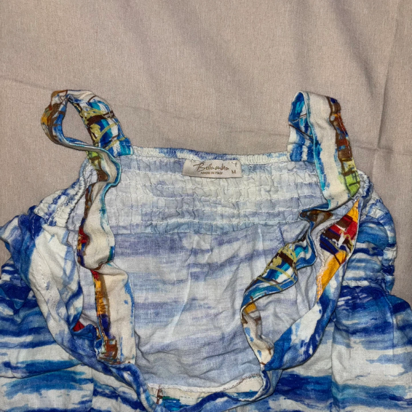 Blue & White Italian linen Sundress with Coastal Print - photo 4
