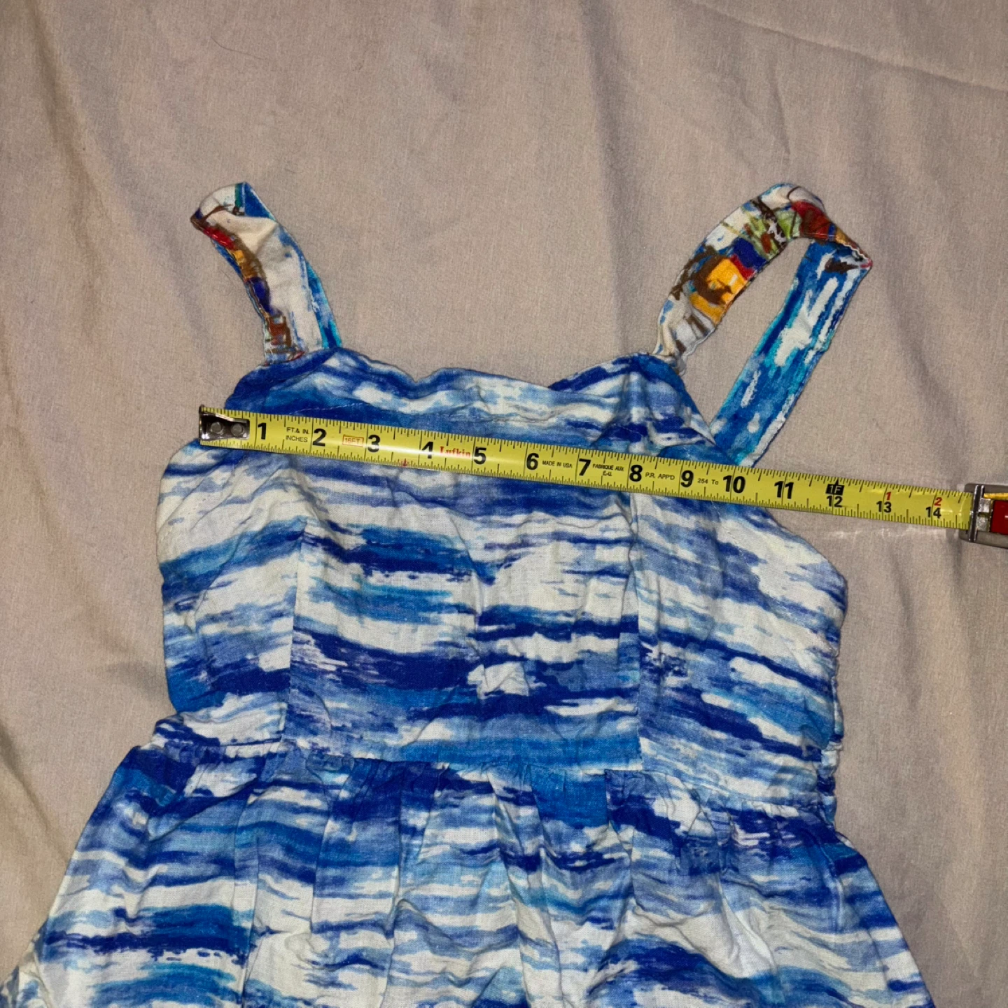 Blue & White Italian linen Sundress with Coastal Print - photo 5