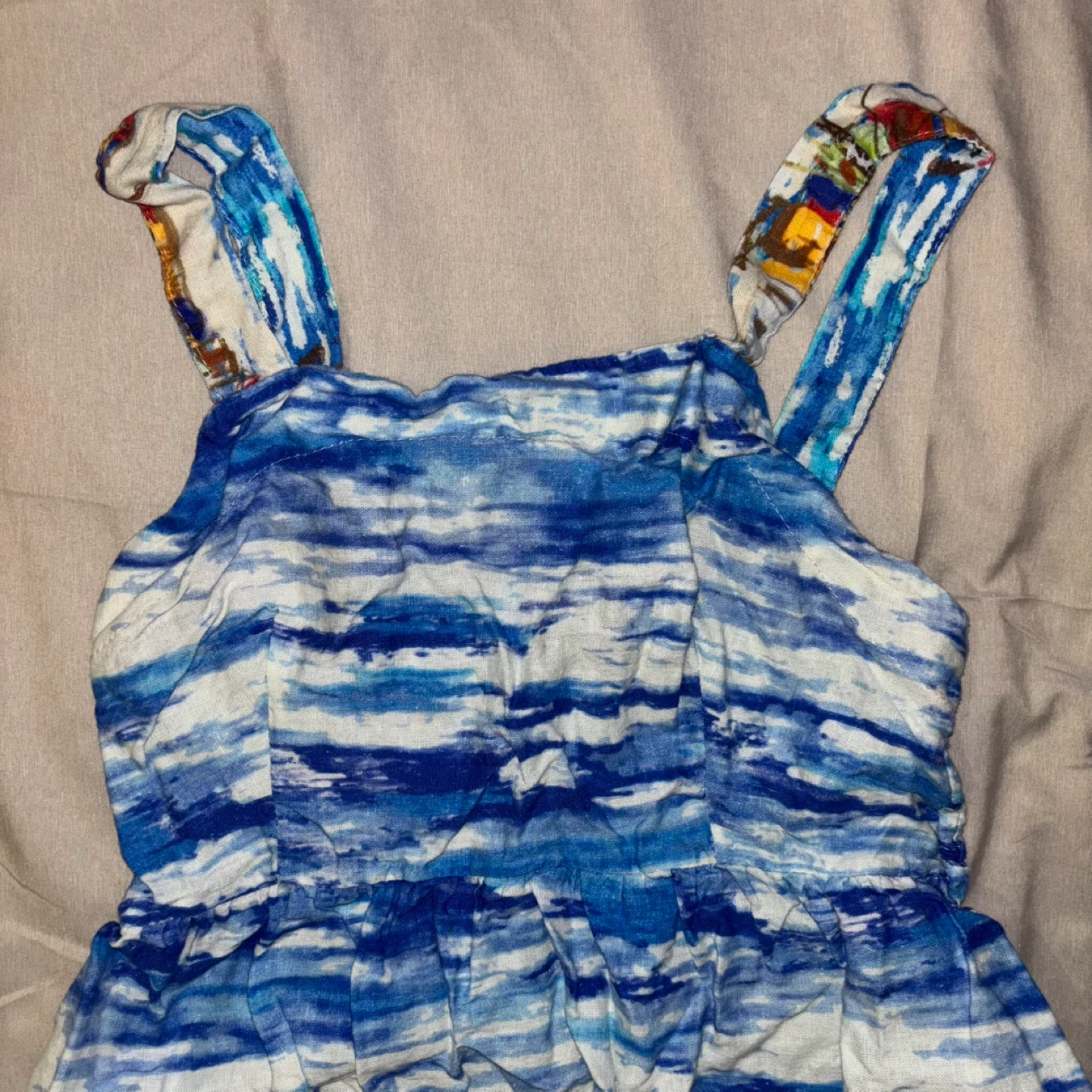 Blue & White Italian linen Sundress with Coastal Print - photo 3