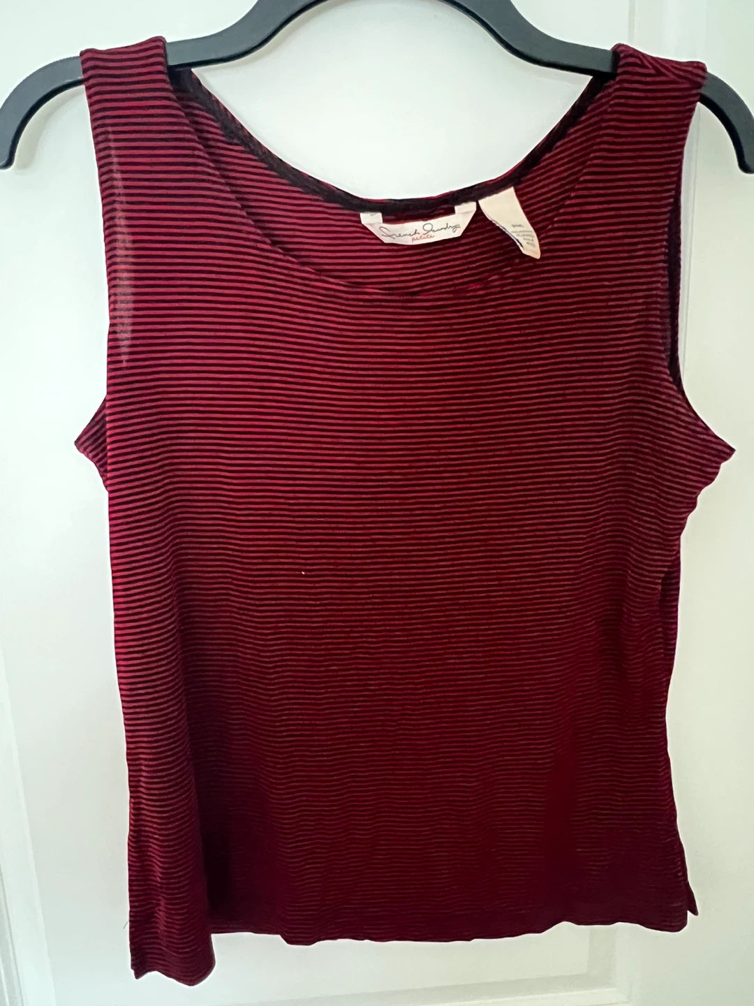 Tan Jay Tank Top - Burgundy & Black Stripes - photo 2