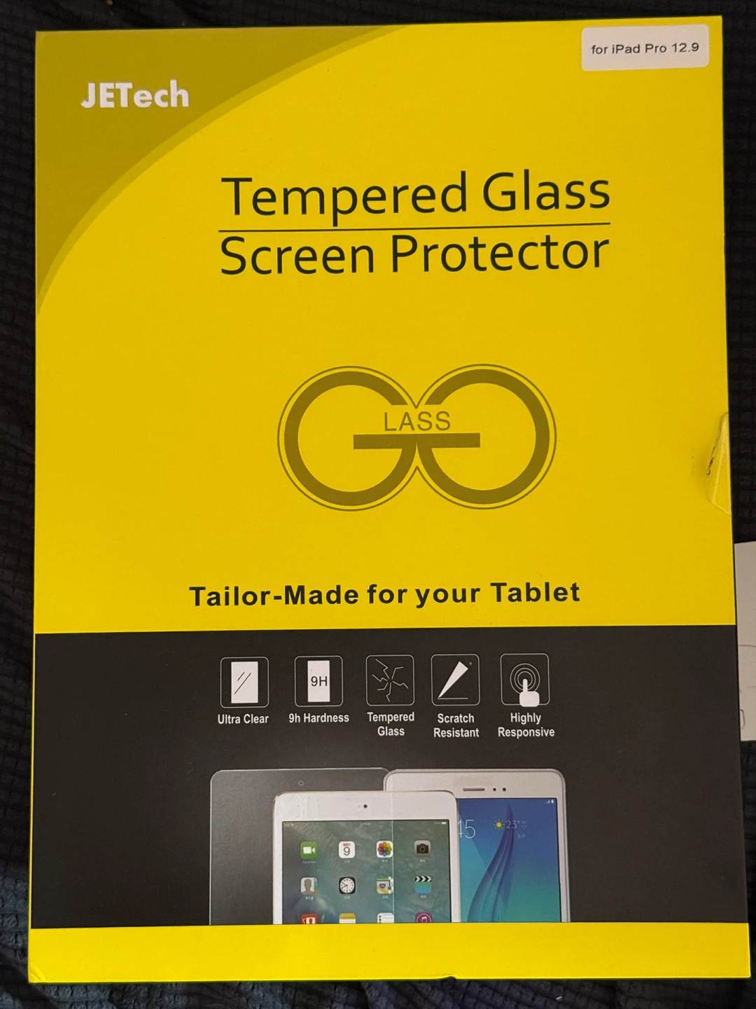 JETech Tempered Glass Screen Protector for iPad Pro 12.9 - New