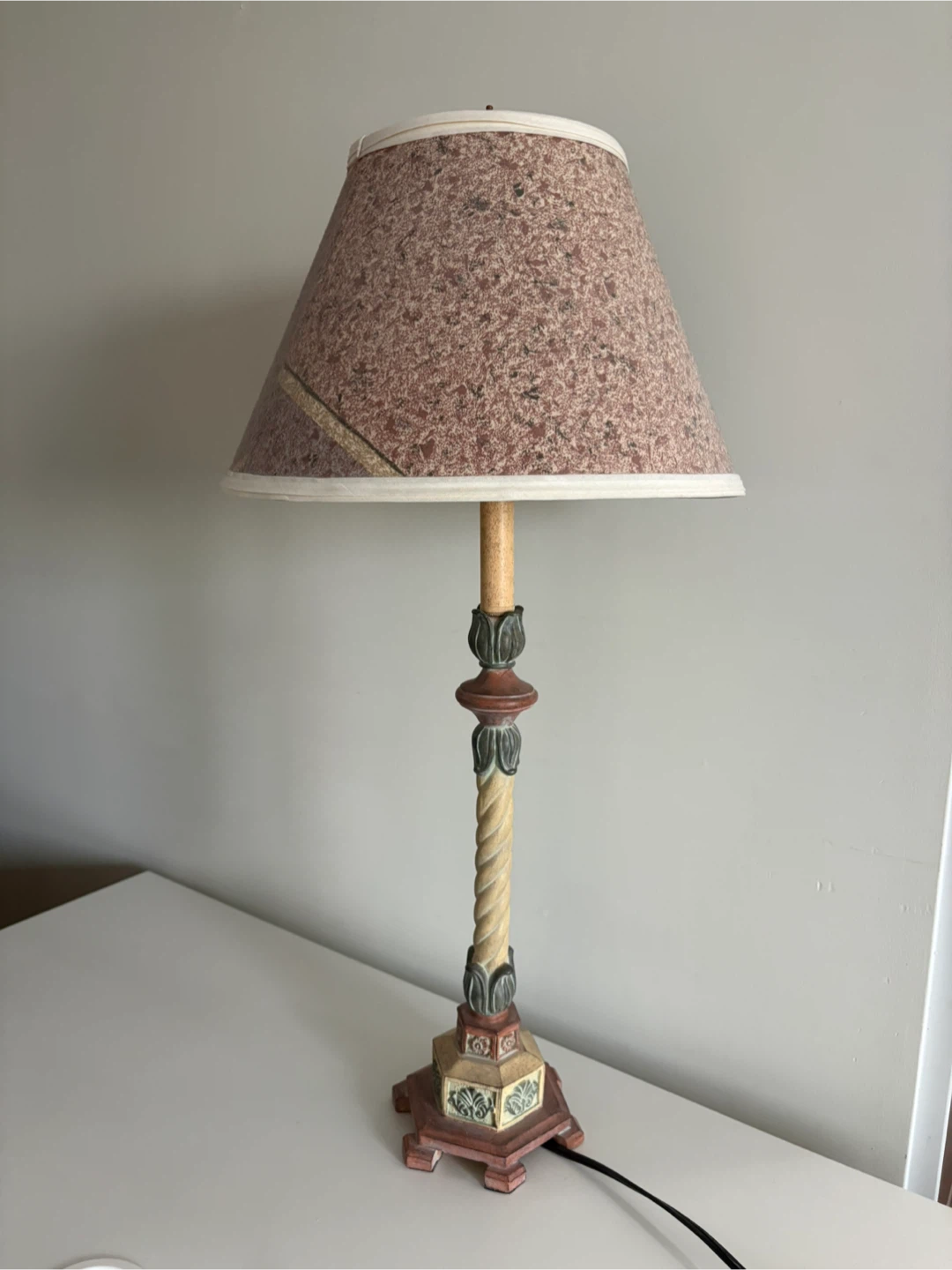 Vintage Table Lamp with Patterned Shade