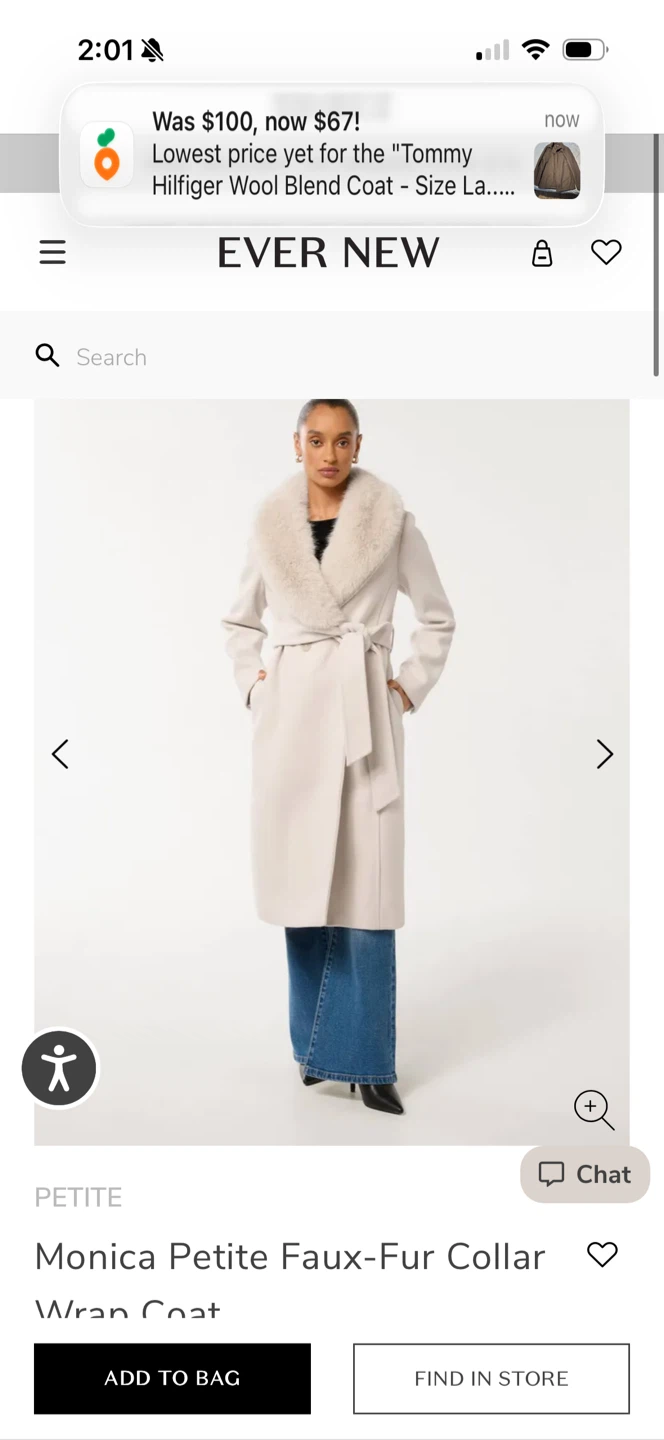 Ever New Monica Petite Faux-Fur Collar Wrap Coat - Size 8