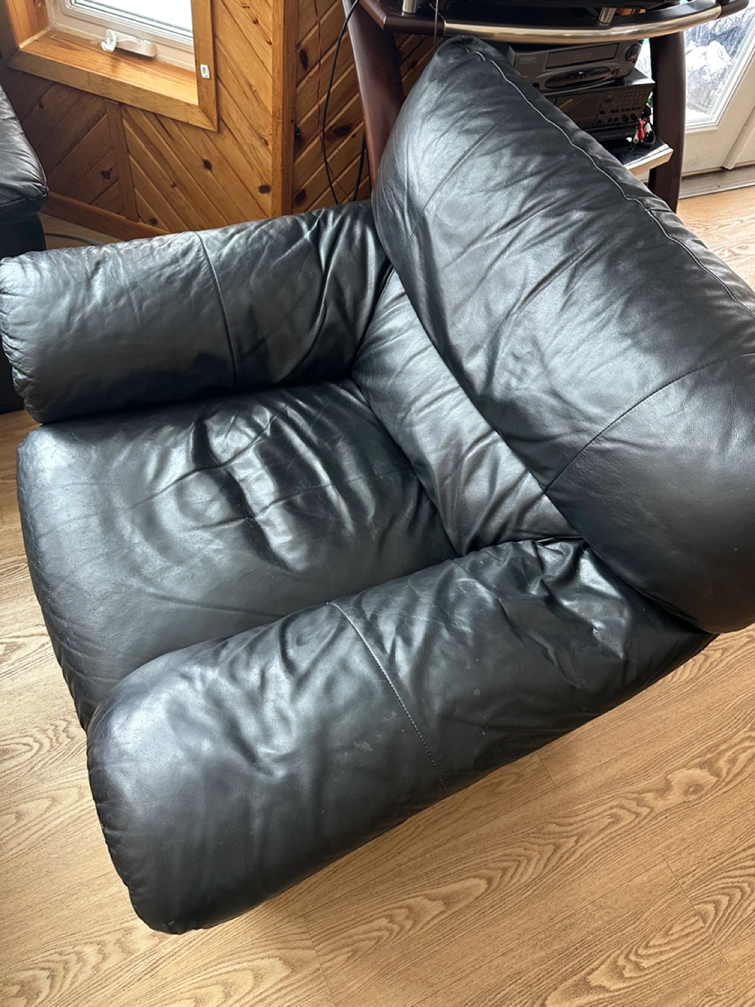 Black Genuine Leather Sofa Love seat & Chair (CAN DELIVER) - photo 3