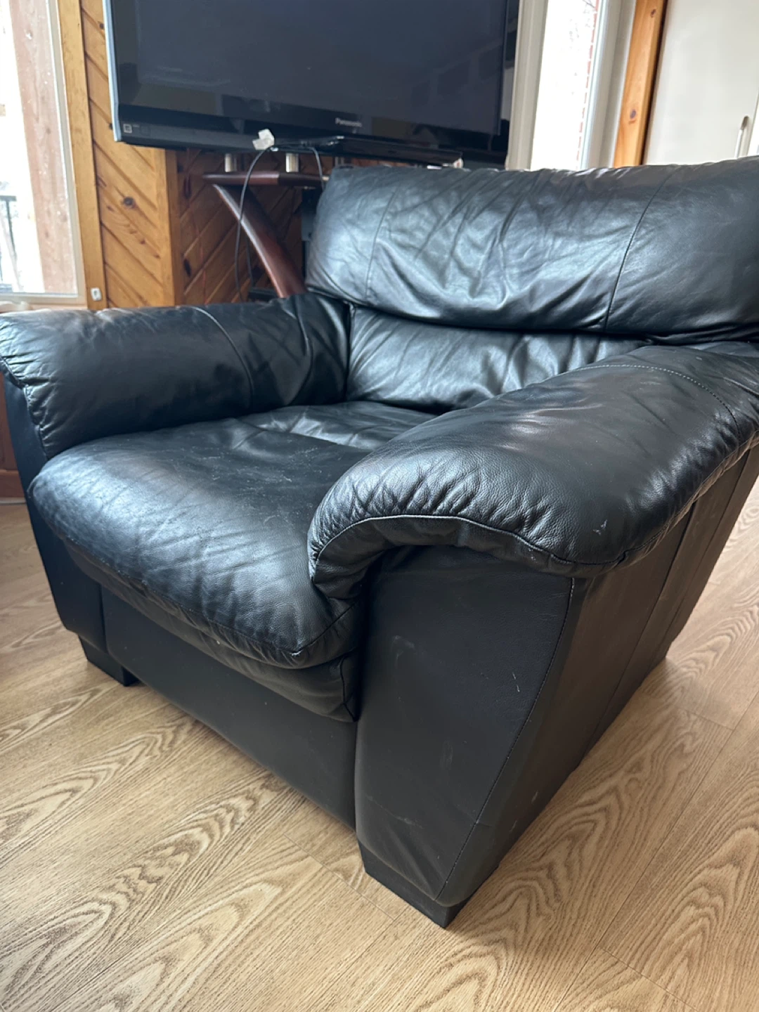 Black Genuine Leather Sofa Love seat & Chair (CAN DELIVER) - photo 5