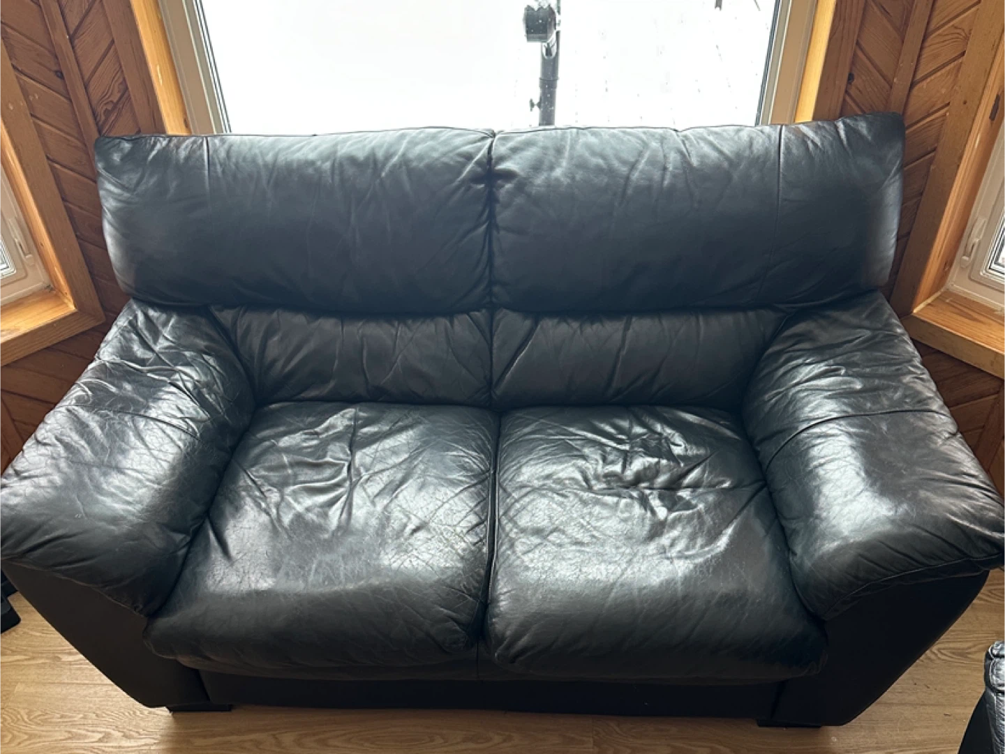 Black Genuine Leather Sofa Love seat & Chair (CAN DELIVER) - photo 2