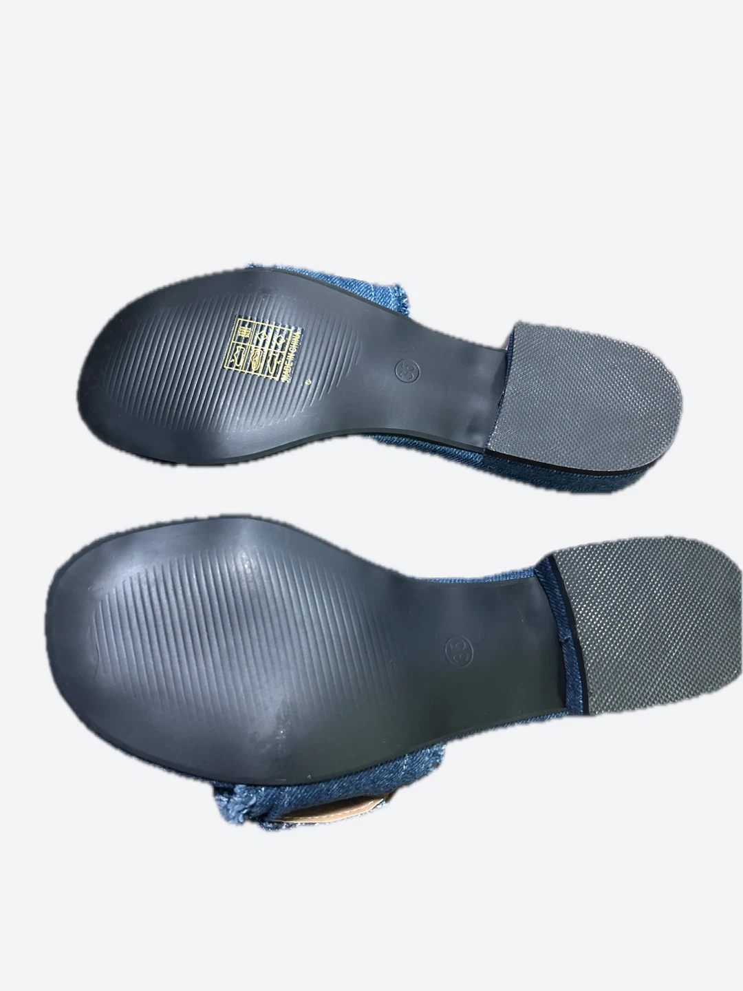 Denim Blue Heeled Sandals, Size 35 - photo 2