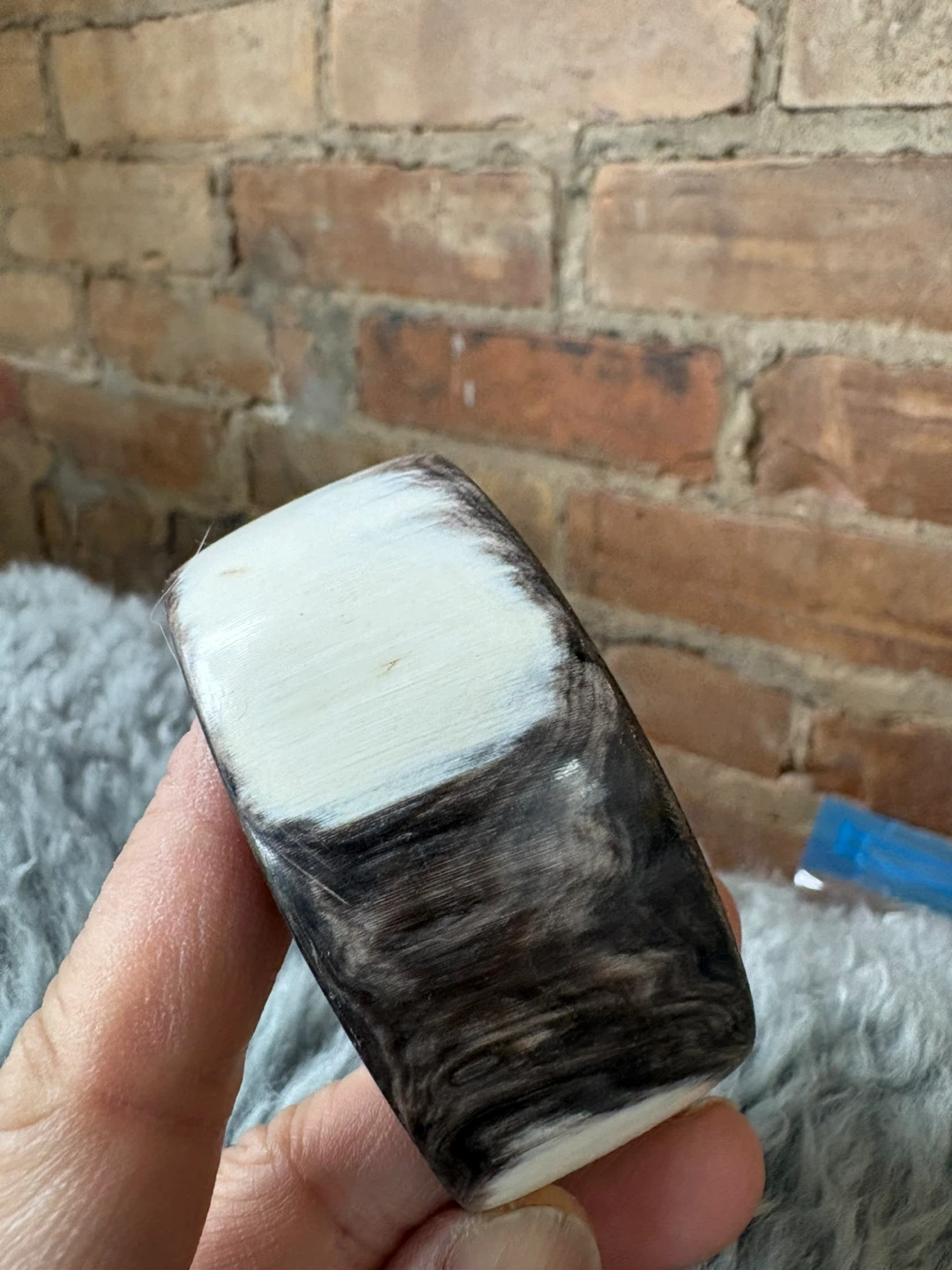 Black & White Genuine Horn Bangle Bracelet - photo 2